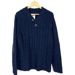 Men’s Slected Homme Chunky Sweater sz L Cable Knit Exposed Seams Grandpa‎ Preppy